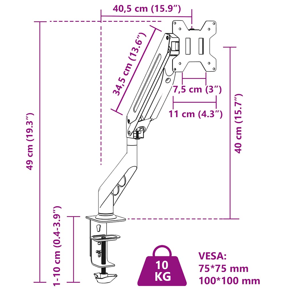 NARA Reach monitor arm detail