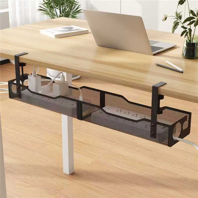 NARA Hide steel mesh tray clamped under a desk