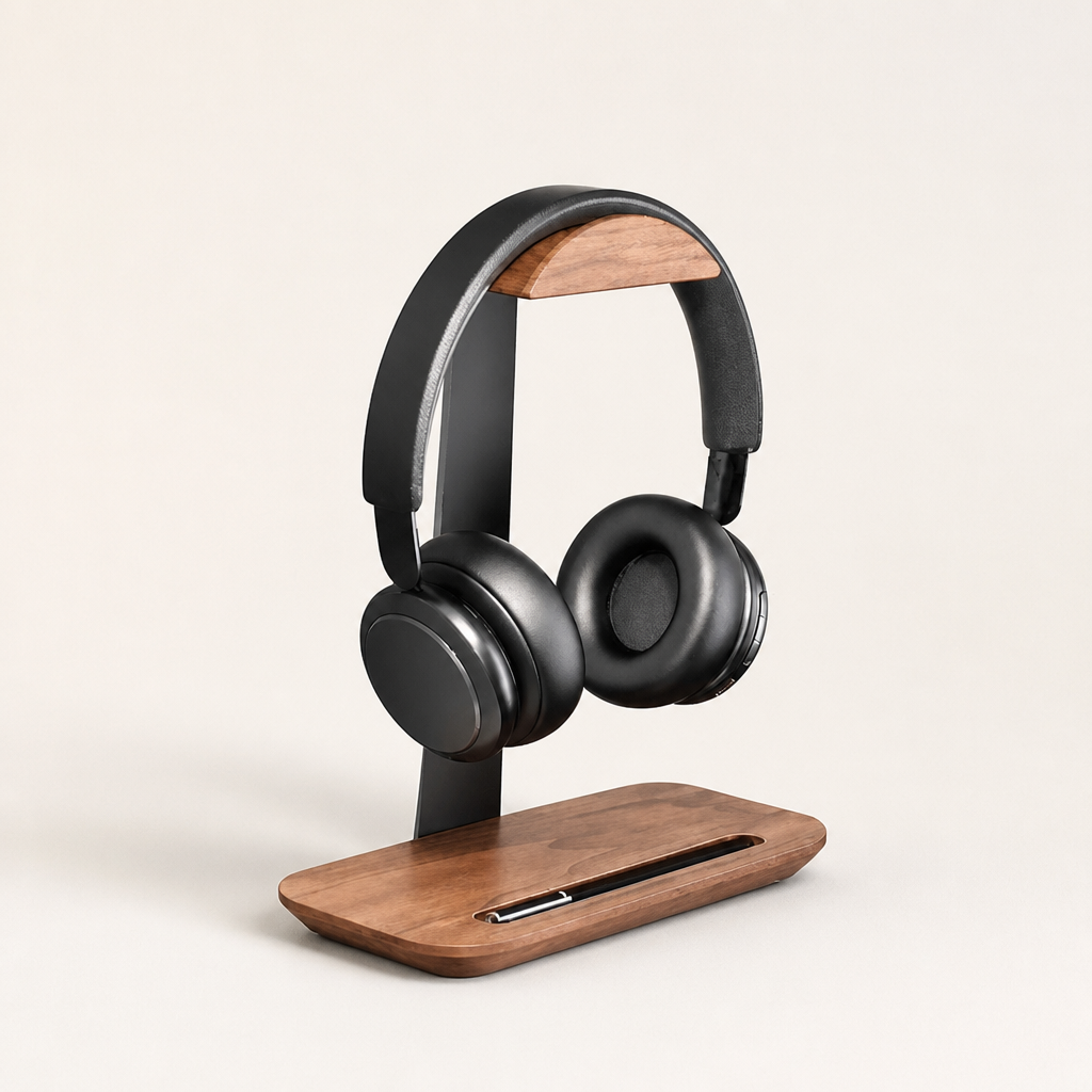 NARA Rest walnut and aluminum headphone stand
